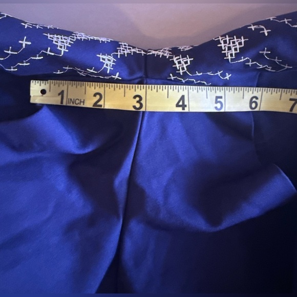 LUCY PARIS Navy Blue Cross Stitch Embroidered Shorts Sz L 42 poll on summer - Picture 10 of 14